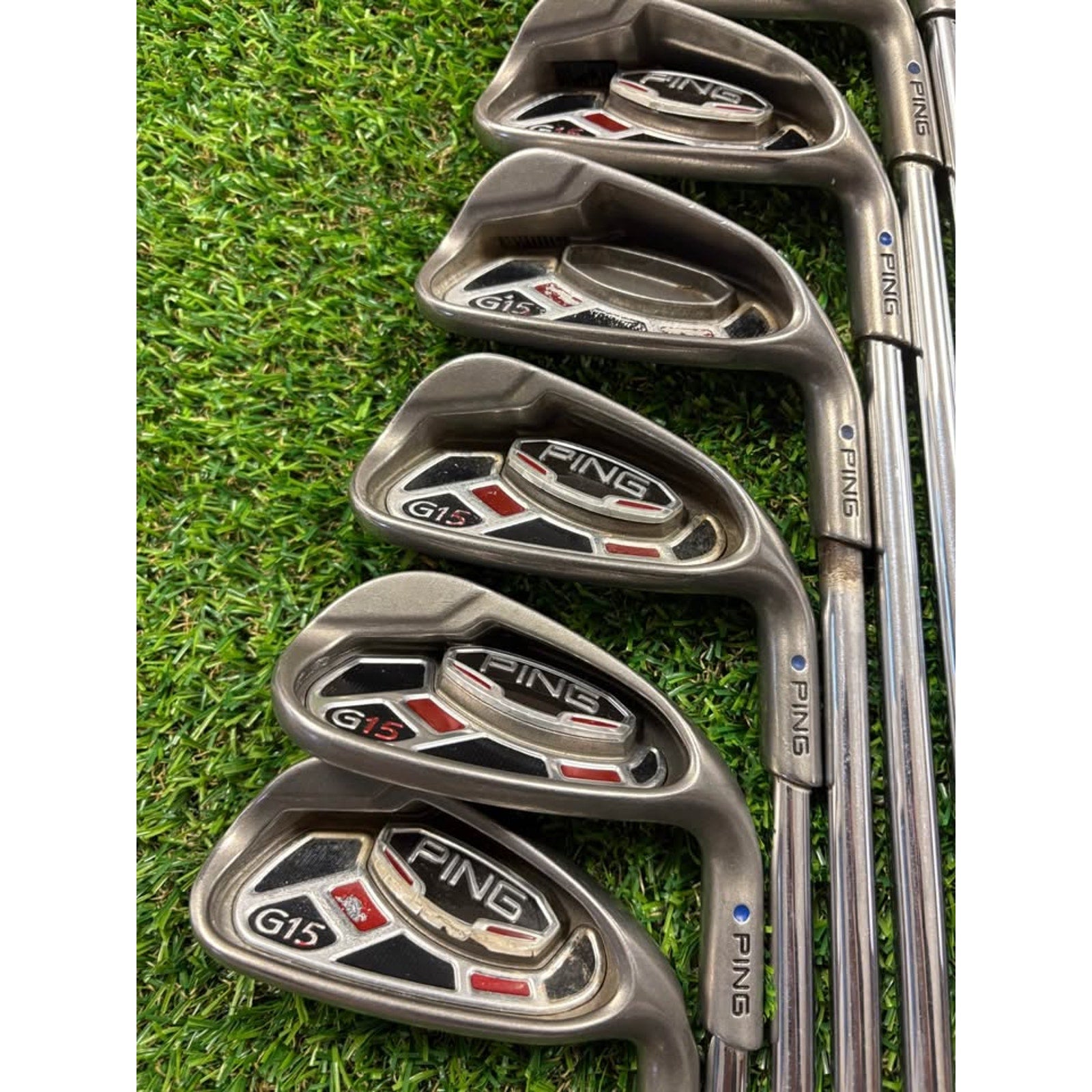 Ping G15 5-W, UW, SW Regular Flex AWT Steel Blue Dot